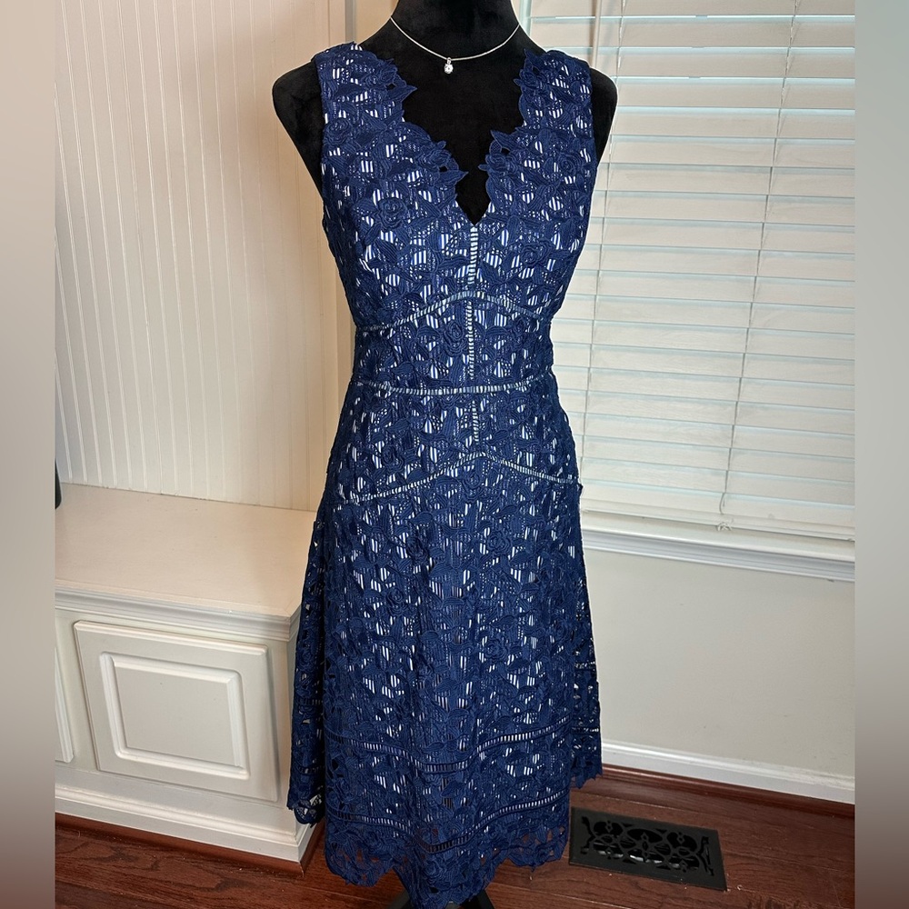 Vineyard Vines Navy Blue Lace Midi Dress